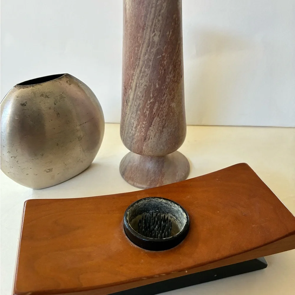Vases Set/3 1 Ichebana Vase Unique 1 MCM Vase 1 MCM Disk Vase 1 Stone Vase
